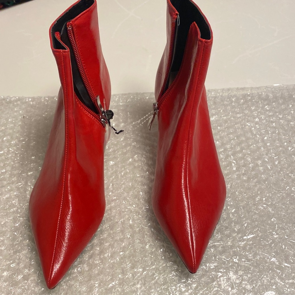 Zara Vibrant Red Heeled Boots